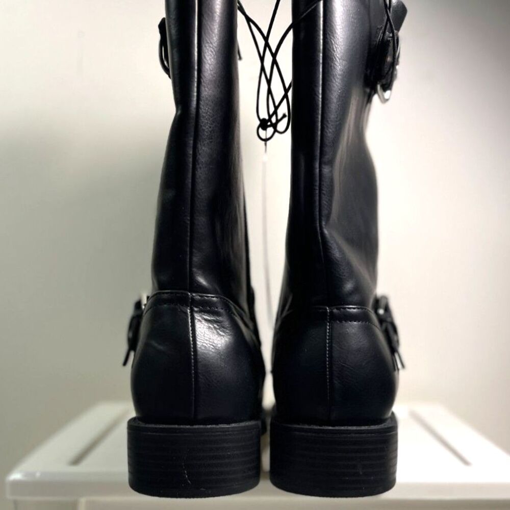 Dolce Vita Women's Black Payce Moto Boots Double Buckles Side Zipper SZ 9 NEW - Picture 3 of 6